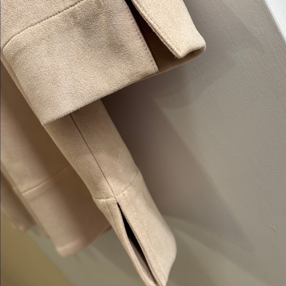 Tuckernuck  Bone Tan Suede Margot Stand Collar Blouse Tunic Top Large - Picture 4 of 7